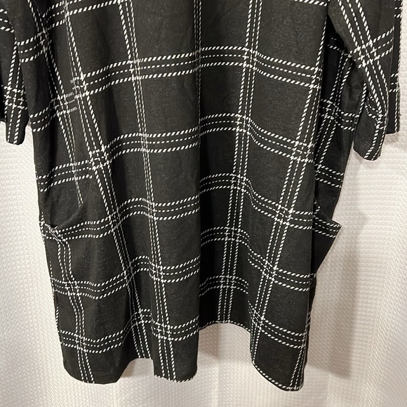 Massini Essentials Size 3X Women’s Black/White Plaid Dress w/ 3/4 length sleeve - Picture 2 of 9